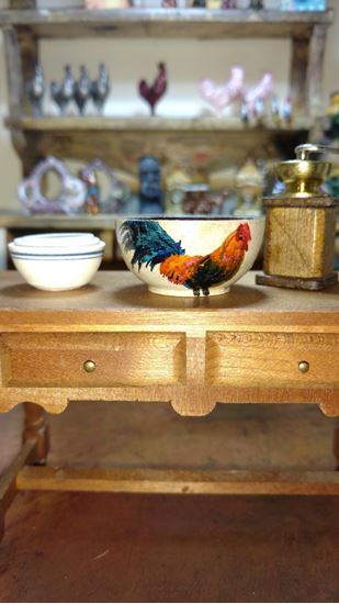 Picture of Dollhouse Miniature Rooster Mixing Bowl