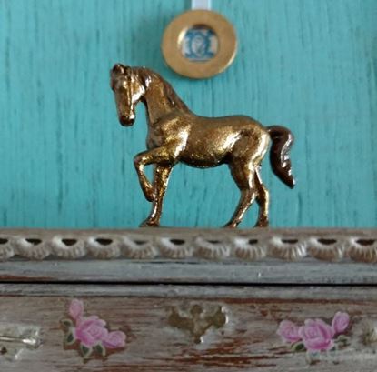 Picture of Dollhouse Old Pewter Horse Hand Painted Bronze
