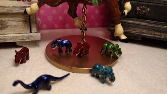 Picture of Dollhouse Miniature Green Metal Elephant