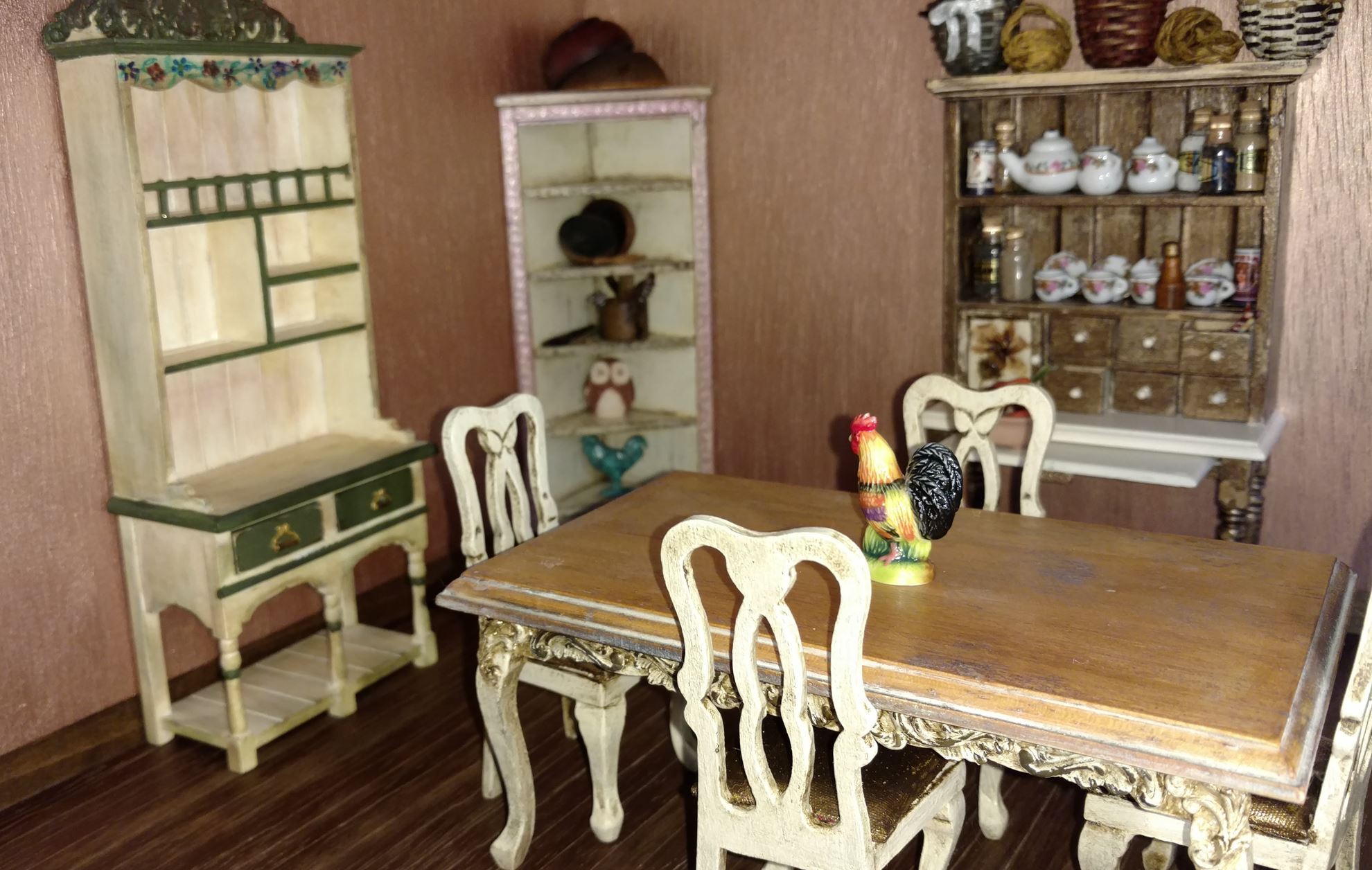 Ruth's Dollhouse Dining Table and Hutch /Fabulous Refurbs