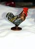 Picture of Dollhouse Miniature Old Pewter Rooster Brass/Blue Brass Base
