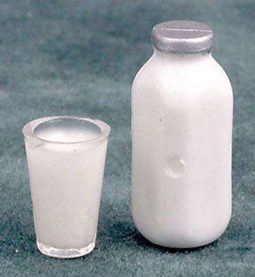 Picture of Dollhouse Milk Bottle with Glass of Milk