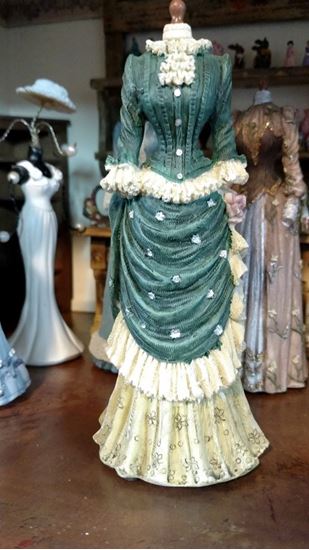Picture of Dollhouse Miniature Victorian Dress Form  in Shades of Green and Beige