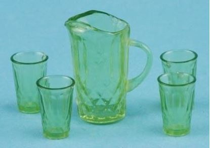 Picture of Green Dollhouse Pitcher and tumblers