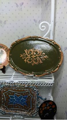 Picture of Dollhouse muddy green hand painted platter