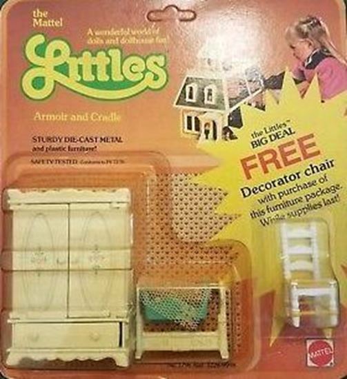 Picture of Vintage Mattel The Littles Half scale Armoire, Doll Cradle. ans Bonus Chair.