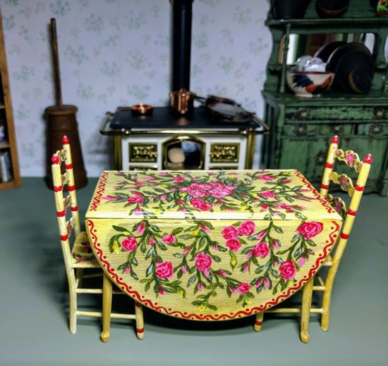 Picture of Chrysnbon Table and Chairs Hand Painted - yellow