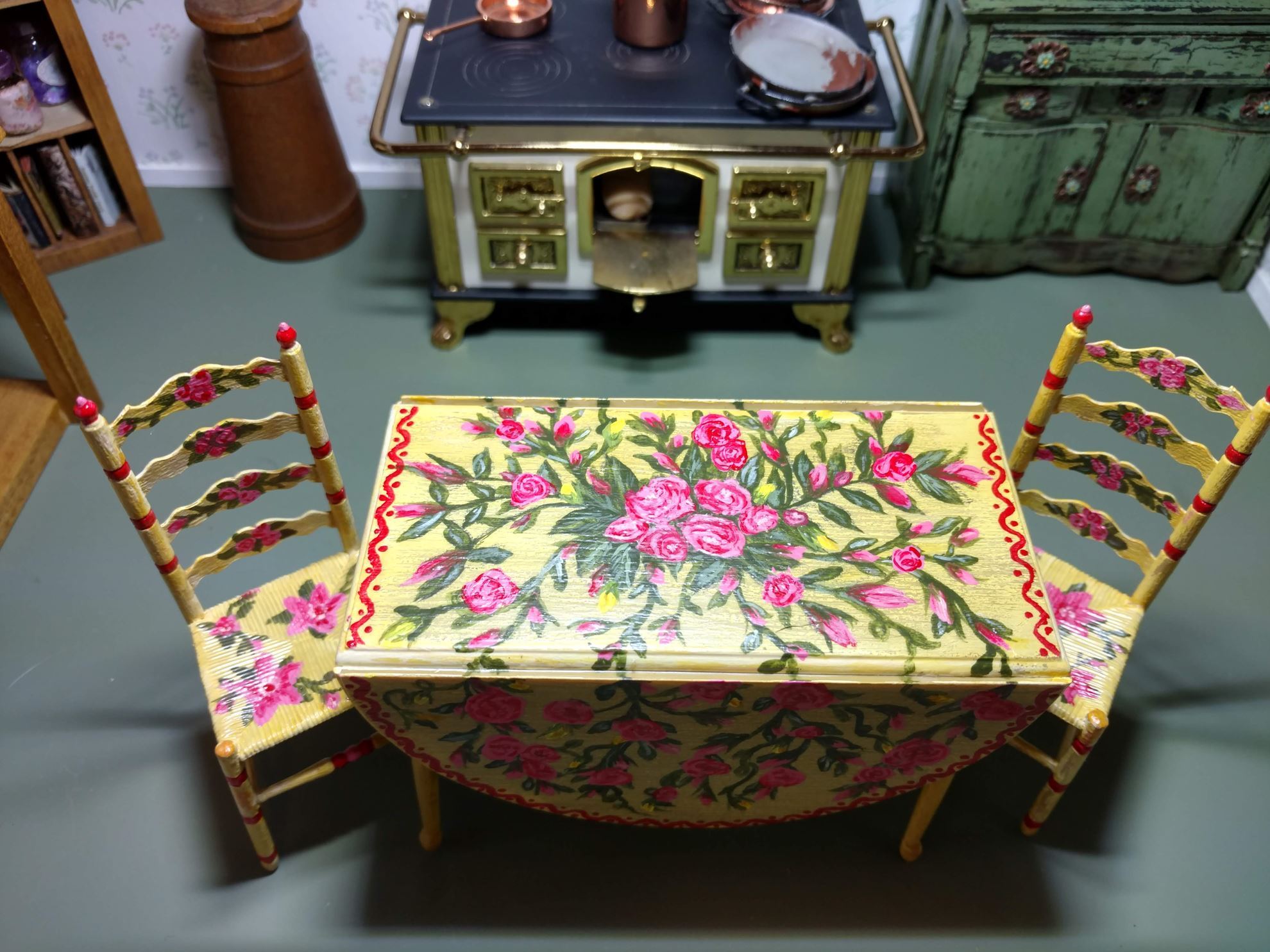 Chrysnbon Table and Chairs Hand Painted yellow /Fabulous Refurbs