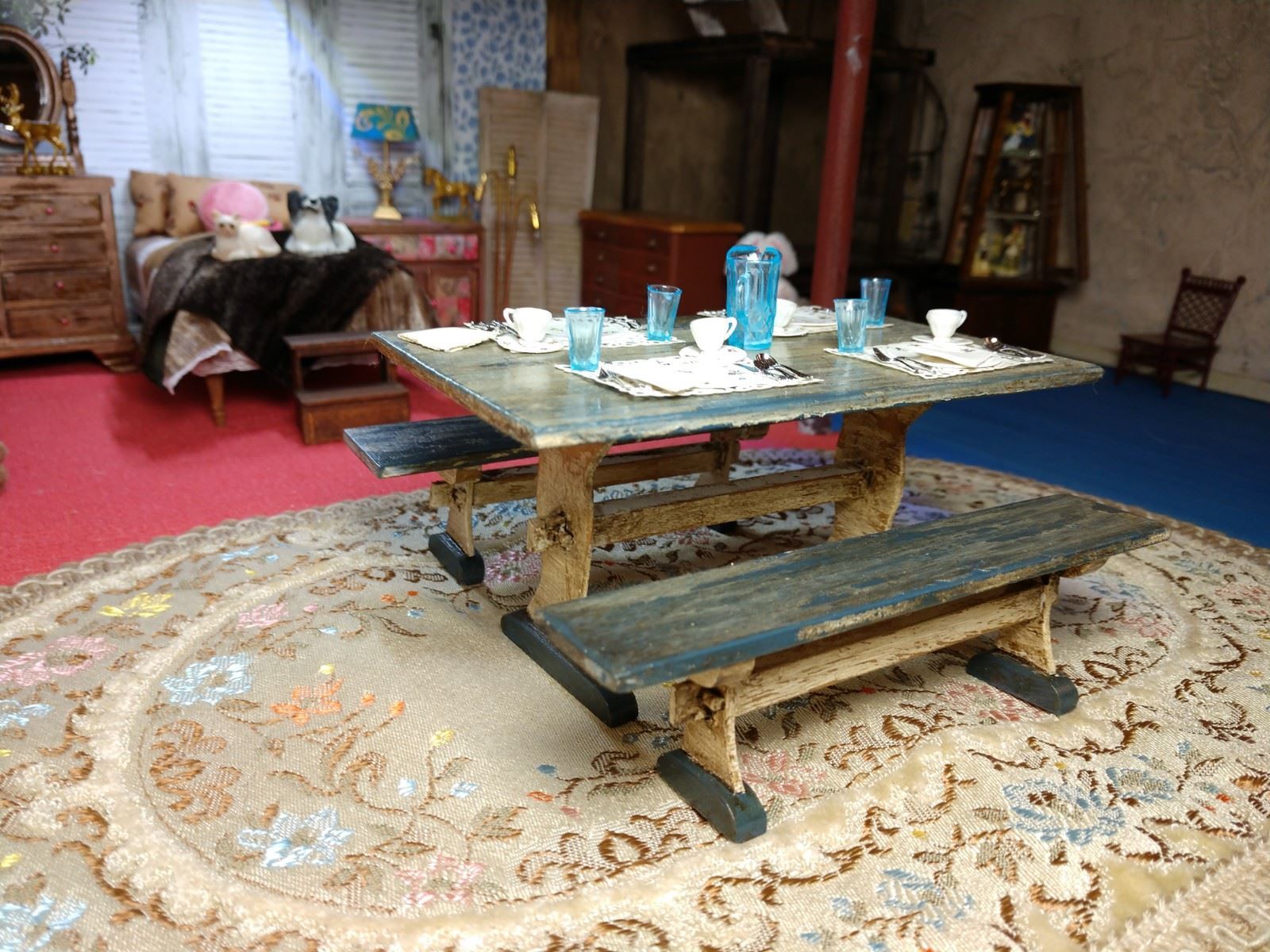 Dollhouse Picnic Table and Benches /Fabulous Refurbs