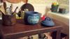 Picture of Small blue wooden crock