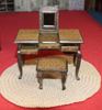 Picture of Miniature dollhouse vanity table and bench